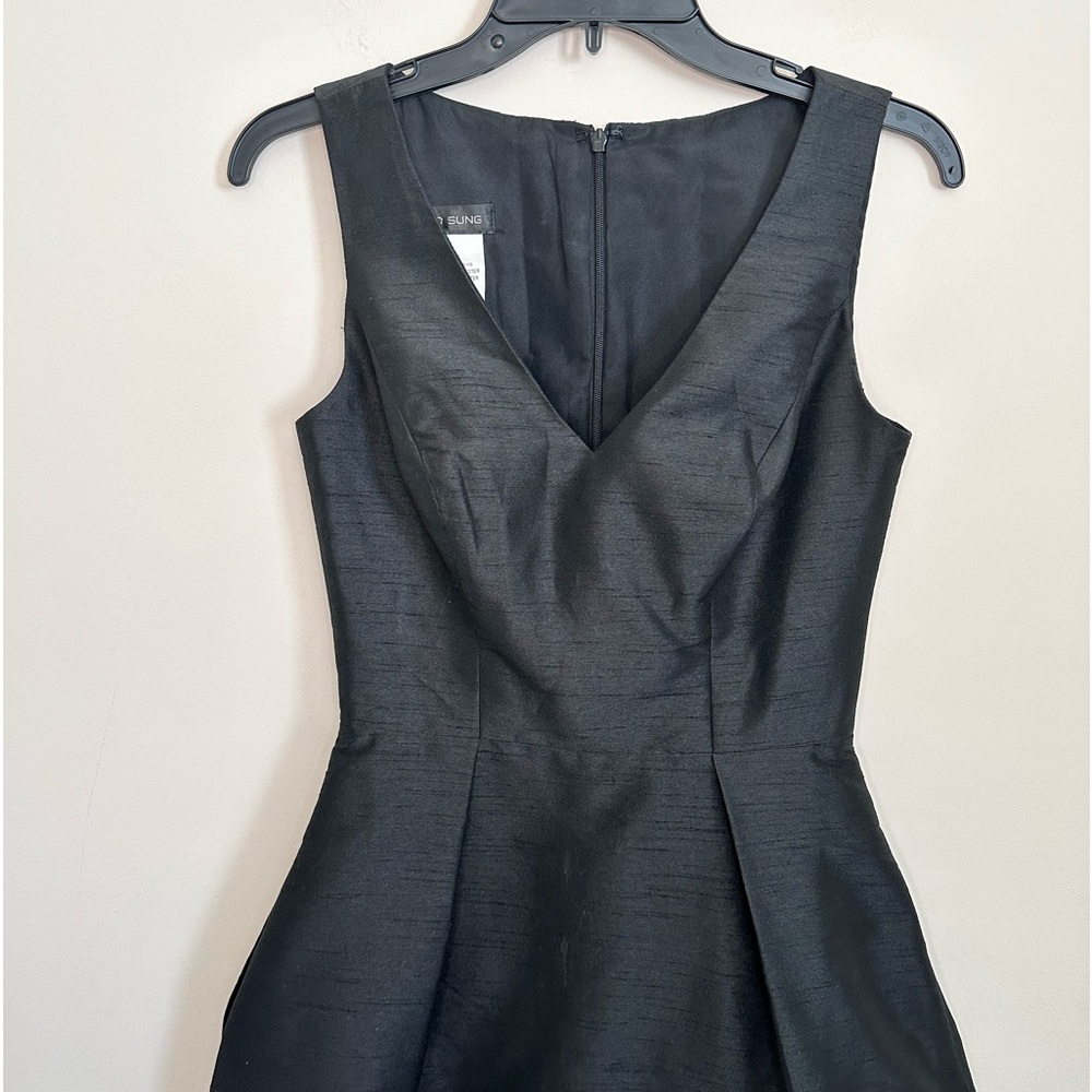 Alfred Sung Black Dupioni Cocktail Dress Size 4 Style D586 - Picture 6 of 12